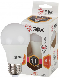 Лампа светодиодная ЭРА STD LED A60-11W-827-E27 11Вт груша теплый белый свет Е27