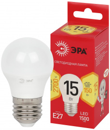 Лампа светодиодная ЭРА RED LINE LED P45-15W-827-E27 R 15Вт шар теплый белый свет E27