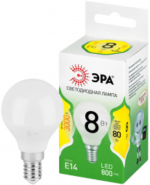 Лампа светодиодная ЭРА GREEN LINE LED P45-8W-830-E14 GL 8Вт шар теплый свет E14