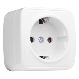 "Минск" Розетка 1-местная ОП 16А с заземлением белая EKF