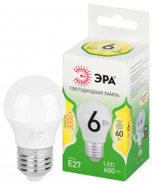 Лампа светодиодная ЭРА GREEN LINE LED P45-6W-830-E27 GL 6Вт шар теплый свет E27