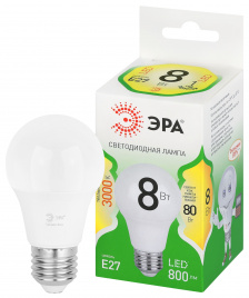 Лампа светодиодная ЭРА GREEN LINE LED A60-8W-830-E27 GL 8Вт теплый свет E27