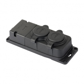 Розетка двухместная с заглушками каучук 2P+PE 16A 230В IP44 PRO
