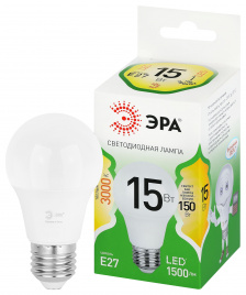 Лампа светодиодная ЭРА GREEN LINE LED A60-15W-830-E27 GL 15Вт груша теплый свет E27