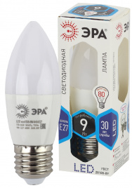 Лампа светодиодная ЭРА STD LED B35-9W-840-E27 9Вт свеча нейтральный белый свeт Е27