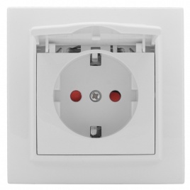 "Минск" Розетка 1-местная СП 16А с з/к с крышкой с з/ш белая EKF