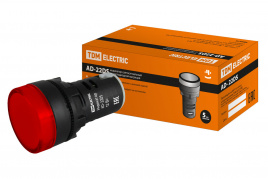 Лампа AD22DS(LED)матрица d22мм красный 12В TDM