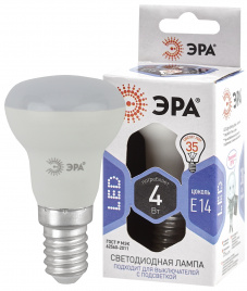 Лампа светодиодная ЭРА STD LED R39-4W-860-E14 4Вт рефлектор холодный дневной свет Е14
