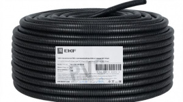 Труба гофр.ПВХ с зондом d20мм (100м) черная EKF Plast