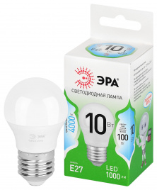 Лампа светодиодная ЭРА GREEN LINE LED P45-10W-840-E27 GL 10Вт шар яркий белый свет E27
