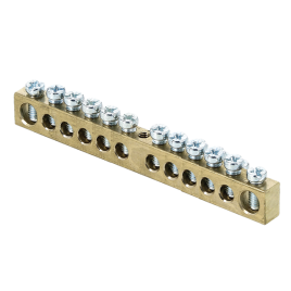 Шина "0" РЕ 8х12мм (12групп/крепеж по центру) латунь EKF