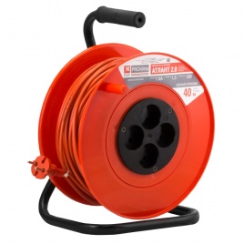 Удлинитель на катушке "Атлант 2.0" 4 гнезда 50м с з/к ПВС 3*1,5 16А/3,5кВт IP44
