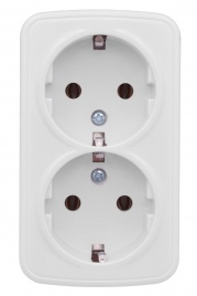 "Минск" Розетка 2-местная ОП 16А с заземлением белая EKF