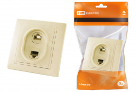 "Таймыр" Розетка телефонная RJ11 + компьютерная RJ45 сл. кость TDM