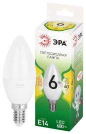 Лампа светодиодная ЭРА GREEN LINE LED B35-6W-830-E14 GL 6Вт свеча теплый свет E14