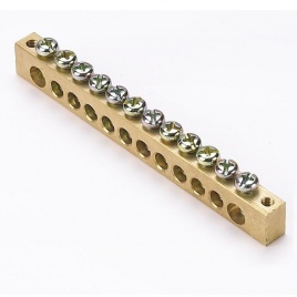 Шина "0" РЕ 8х12мм (12групп/крепеж по краям) латунь EKF