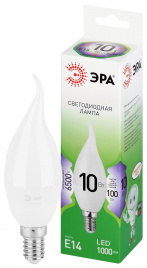 Лампа светодиодная ЭРА GREEN LINE LED BXS-10W-865-E14 GL 10Вт свеча на ветру холодный свет E14