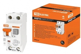 Диф.автомат АВДТ 63 C 6 30мА 6кА тип А TDM