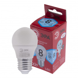 Лампа светодиодная ЭРА RED LINE LED P45-8W-840-E27 R 8Вт шар нейтральный белый свет E27