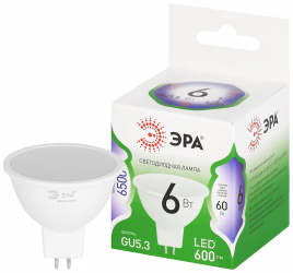 Лампа светодиодная ЭРА GREEN LINE LED MR16-6W-865-GU5.3 GL 6Вт софит холодный свет GU5.3