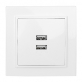 "Минск" Розетка USB 2-местная СП 2,1А  белая  EKF