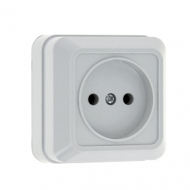 Розетка 1-местная 10А без заземления (керамика) белая "Рим" EKF