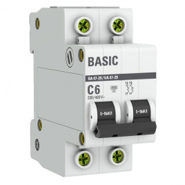 Выключатель ВА 47-29 2P 06А (C) 4,5 kA EKF Basic