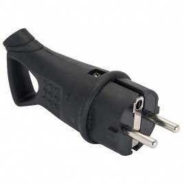 Вилка угловая с ушком каучук 2Р+РЕ 16А 250В IP44