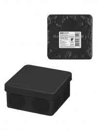 Коробка распаячная о/у 80х80х40 мм, IP66, 8 вх., черная, двухкомпонентная TDM