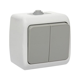 Выключатель 2-клавишный 10А IP54 о/у серый Мурманск EKF