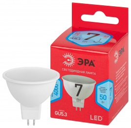 Лампа светодиодная ЭРА RED LINE LED MR16-7W-840-GU5.3 R 7Вт софит нейтральный белый свет GU5.3
