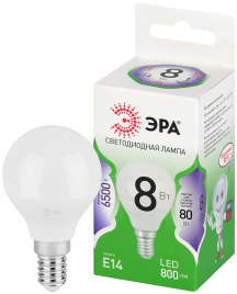 Лампа светодиодная ЭРА GREEN LINE LED P45-8W-865-E14 GL 8Вт шар холодный свет E14