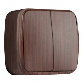 "Минск" Выключатель 2-клавишный ОП 10А тёмное дерево EKF