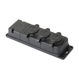 Розетка трехместная с заглушками каучук 2Р+РЕ 16А 250В IP44 EKF