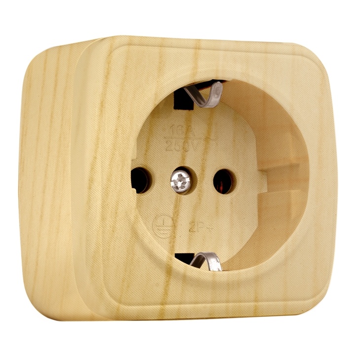 "Минск" Розетка 1-местная ОП 16А с заземлением светлое дерево EKF фото 1