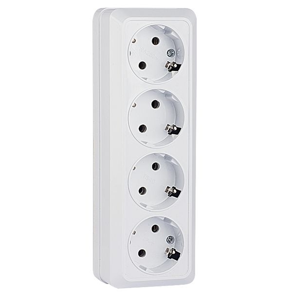 Розетка 4-местная 16А с заземлением белая "Рим" EKF фото 1