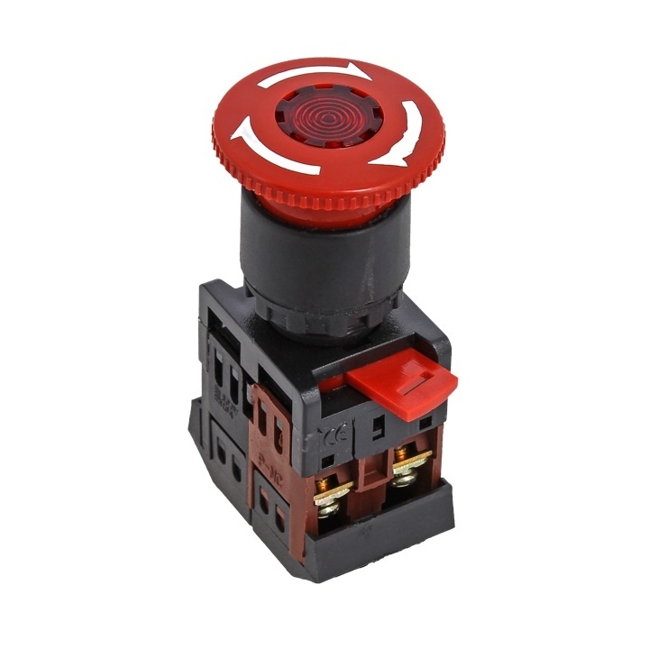 Кнопка ANE-22 "Грибок" поворотная c блокировкой, неон NO+NC EKF фото 1