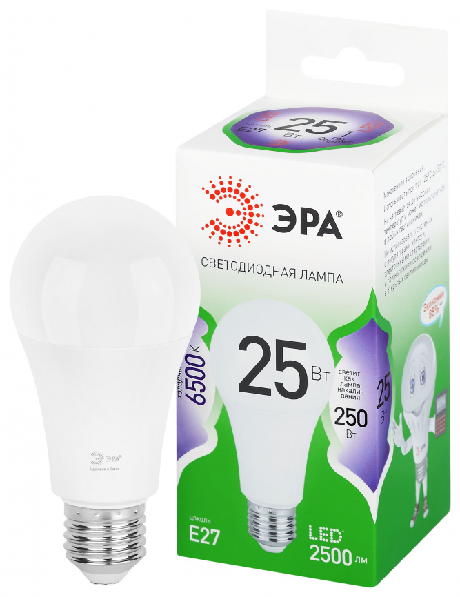 Лампа светодиодная ЭРА GREEN LINE LED A60-25W-865-E27 GL 25Вт груша холодный свет E27 фото 1