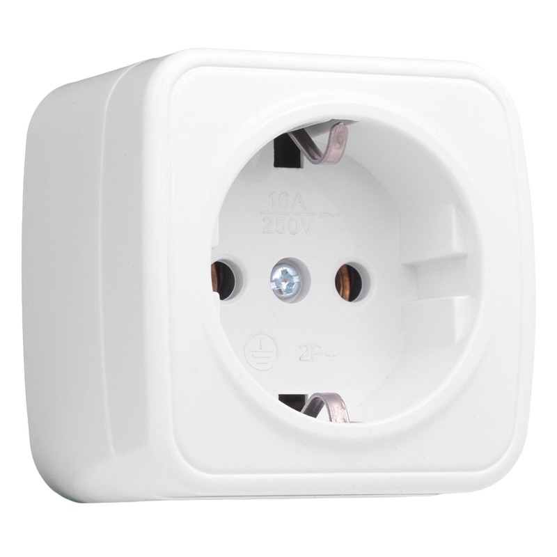 "Минск" Розетка 1-местная ОП 16А с заземлением белая EKF фото 1
