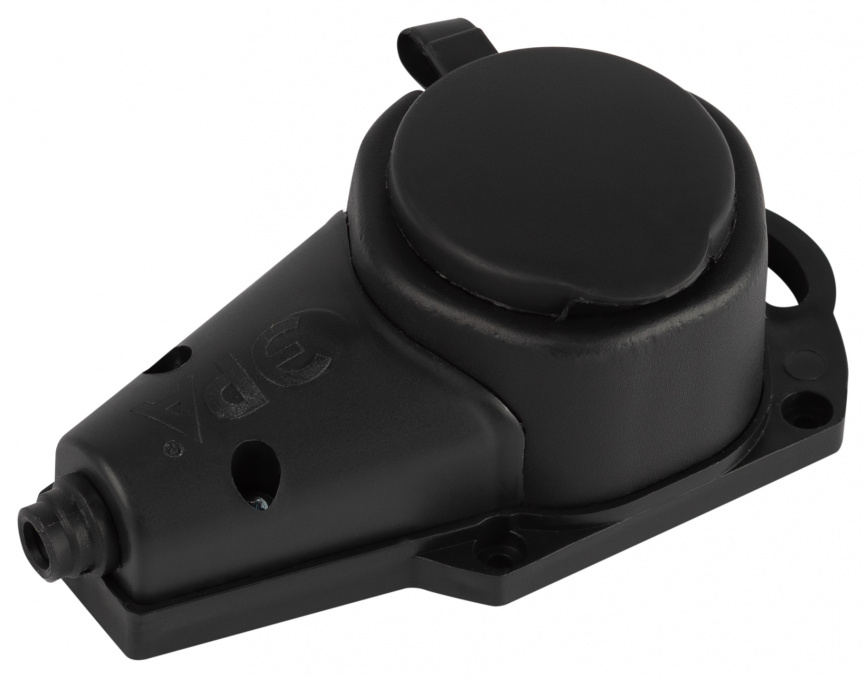 Колодка ЭРА KX-1e-B-IP44 каучуковая с заземлением 1 розетка 16A IP44 черная фото 1