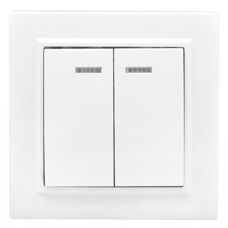 "Минск" Выключатель 2-клавишный СП с индикатором 10А белый EKF фото 1