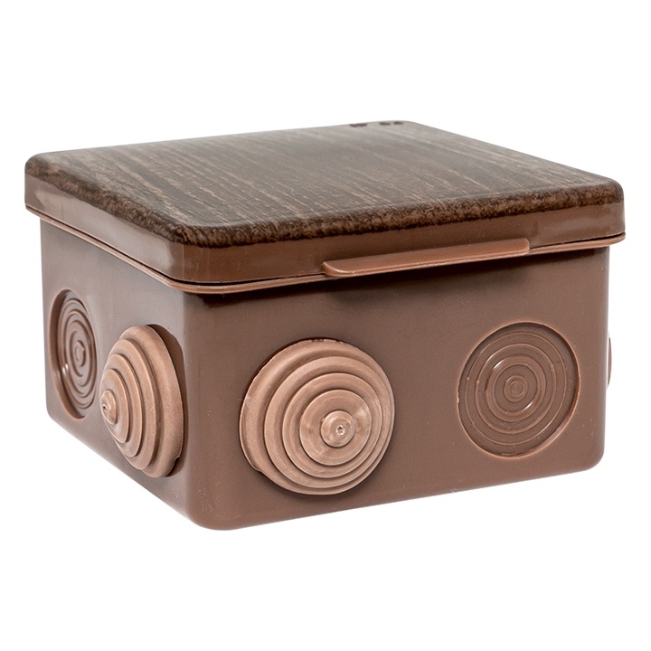 Коробка распаячная о/у (83х83х54) 7 вводов  тёмное дерево EKF КМР-030-031 фото 1