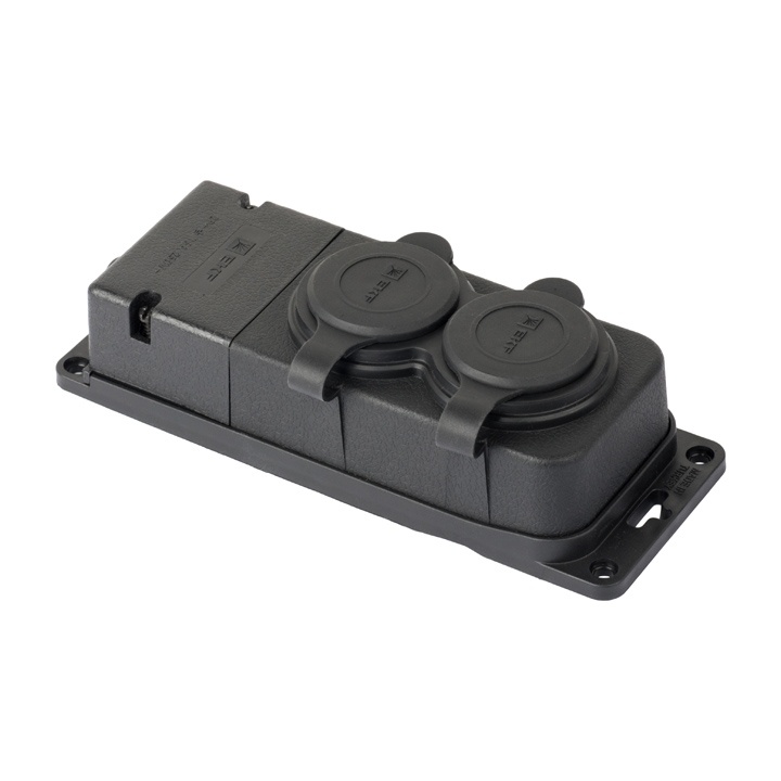 Розетка двухместная с заглушками каучук 2P+PE 16A 230В IP44 PRO фото 1