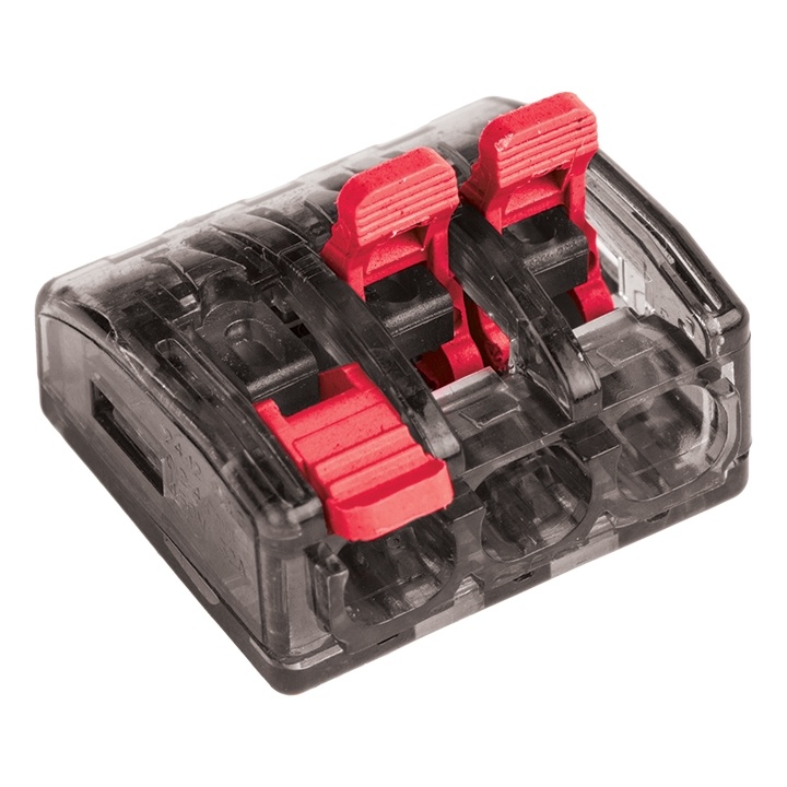 Клемма СМК 221-413 3 отв. рычаг. 0.2-4.0 мм2 (100шт.) EKF фото 1