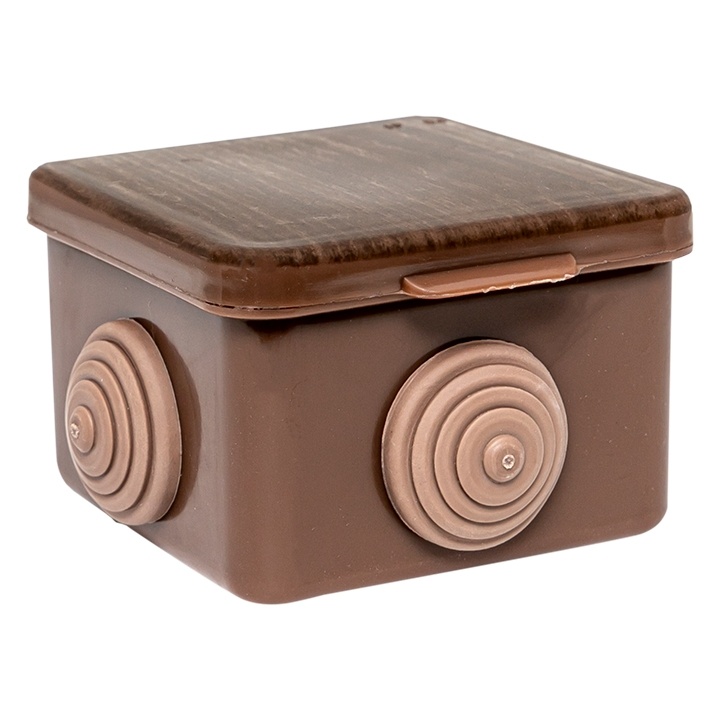 Коробка распаячная о/у (65х65х45) 4 ввода  тёмное дерево EKF КМР-030-036 фото 1