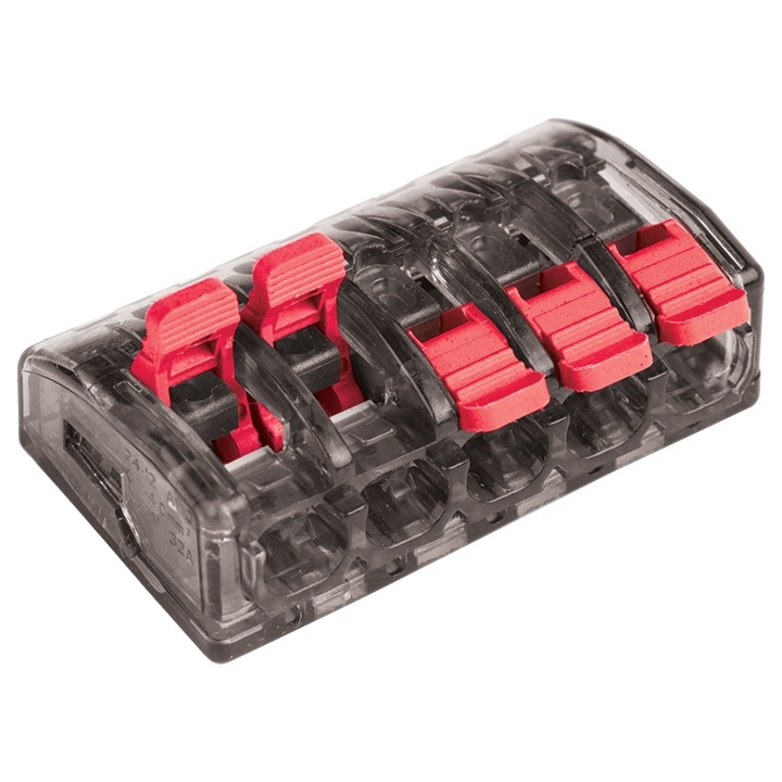 Клемма СМК 221-415 5 отв. рычаг. 0.2-4.0 мм2 (50шт.) EKF фото 1