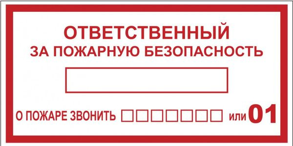 Наклейка "Ответственный за пожарную безопасность" (100х200мм.) EKF  фото 1