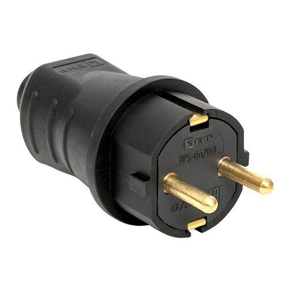 Вилка прямая каучук 2Р+РЕ 16А 250В IP44 EKF фото 1