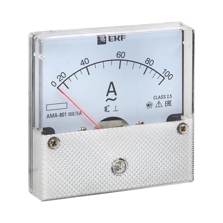 Амперметр AMA-801 100А 80х80 (круглый вырез) трансформаторное подключение EKF фото 1