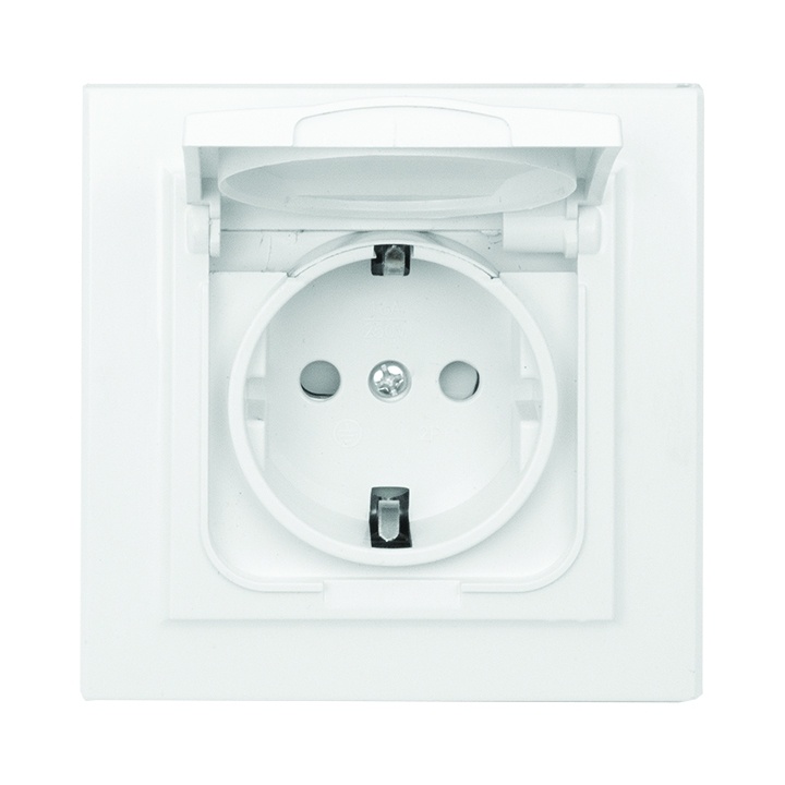 "Минск" Розетка 1-местная СП 16А, з/к, крышка, з/ш IP44 EKF фото 1